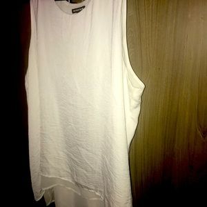 White sleeveless blouse-flowy.